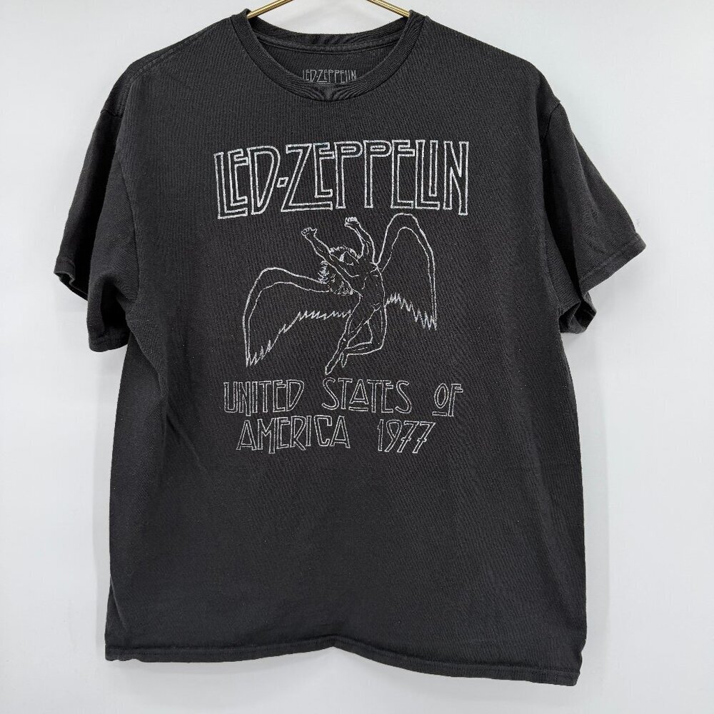 Led Zeppelin Graphic Band Tee Black USA 1977 Tour Shirt Men’s Size L